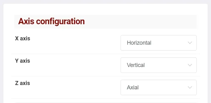 Axis configuration