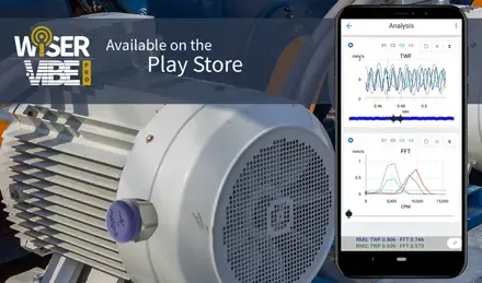 Aplicación de analizador de vibraciones móvil WiSER VIBE® en iOS y Android