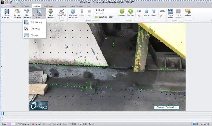 Dragon Vision® Benutzeroberfläche zur Identifizierung der dominanten Anregungsfrequenz für die Phasensimulation der Ziele