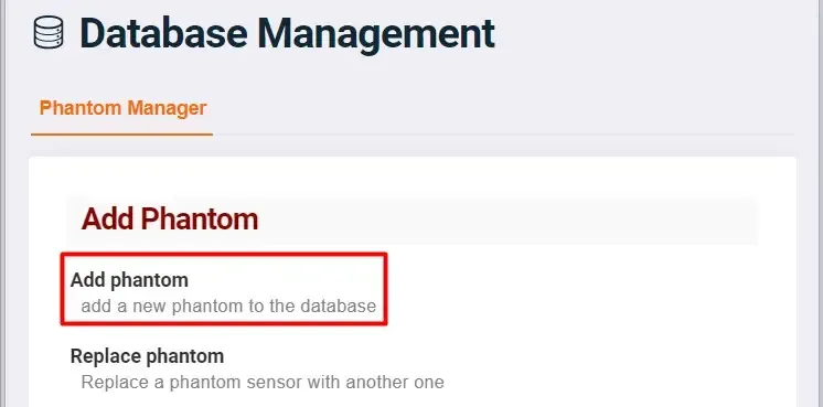 Gestión de base de datos - Add PHANTOM®
