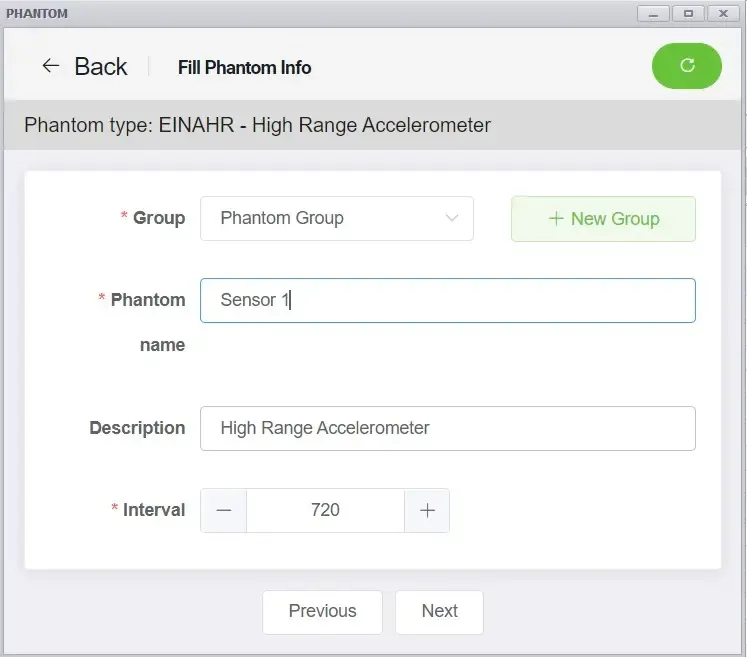 Ventana de Configuración del PHANTOM®