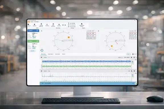Benutzeroberfläche der dynamischen Auswuchtsoftware Digivibe MX® 26