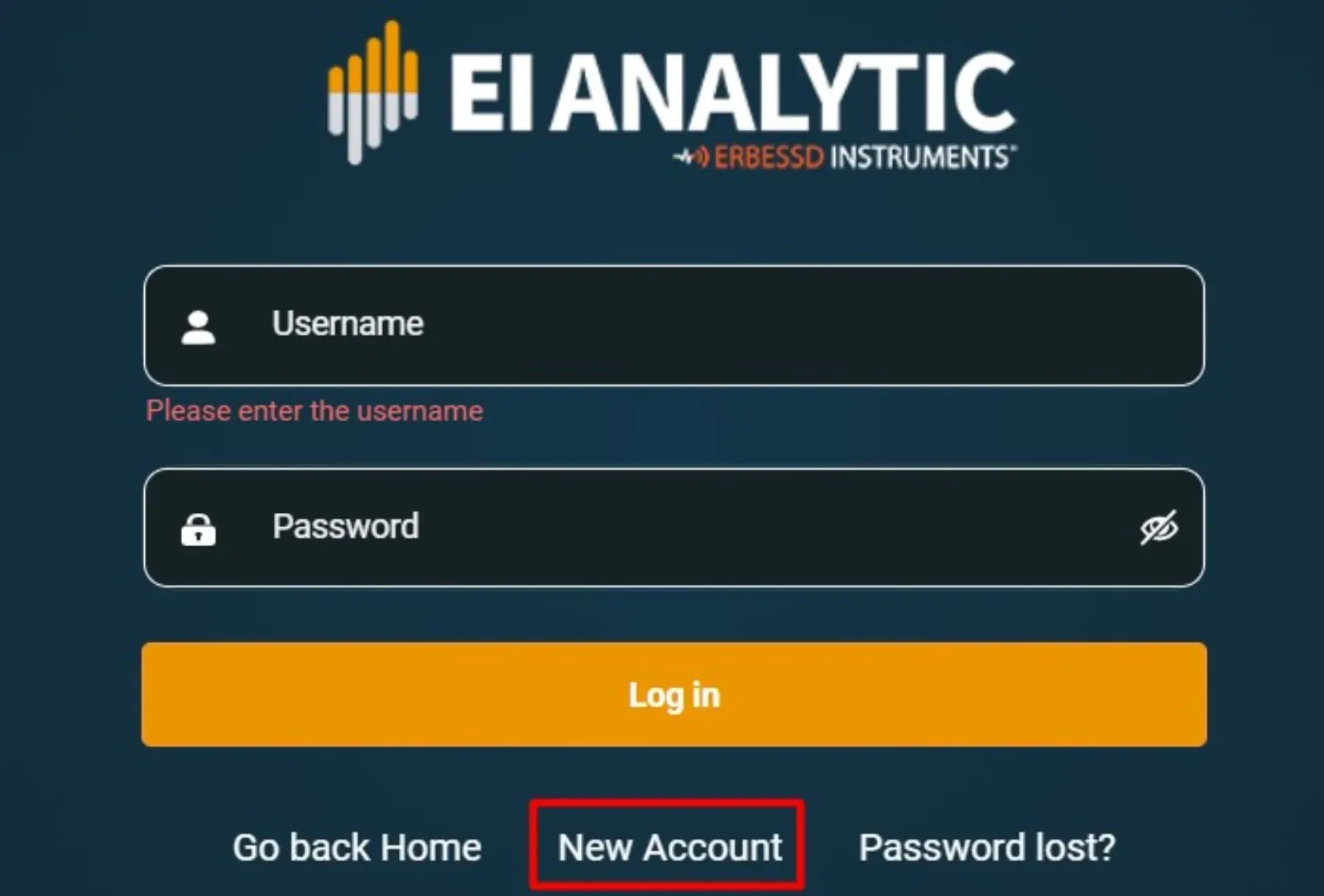 new account option