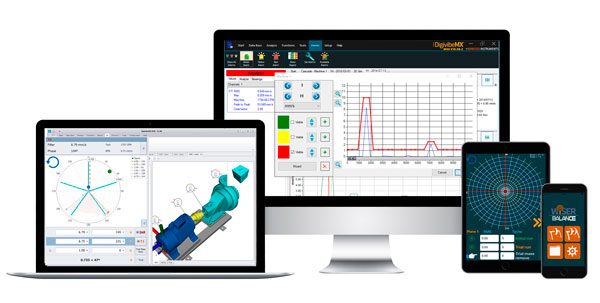 laptop, computer, smartphone with Analysis Vibration App