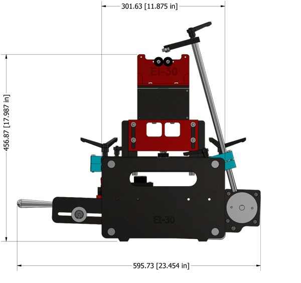 EI30 turbo balancing machine dimensions-front